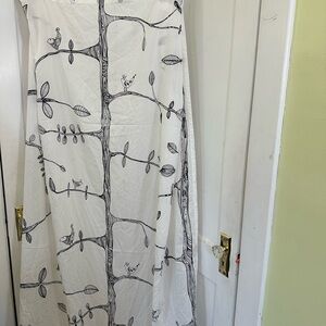 4 Panels IKEA Black and White Bird and Tree Print Curtains